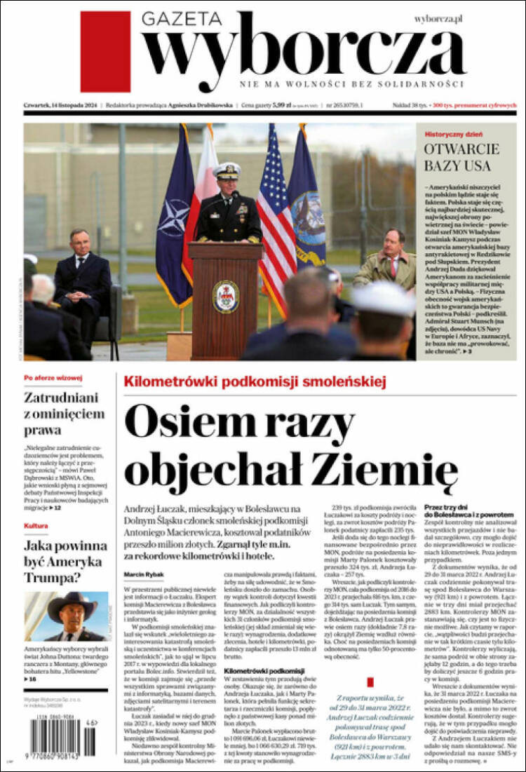 Portada de Gazeta Wyborcza (Polonia)
