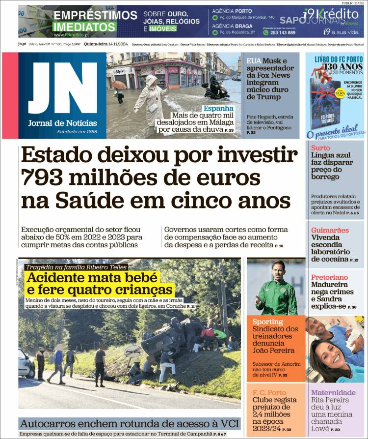 Portada de Jornal de Notícias (Portugal)
