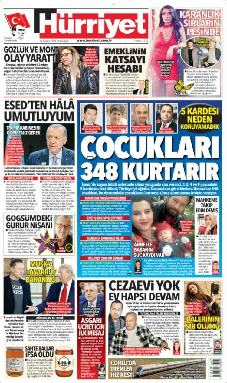 Portada de Hürriyet (Turqu&iacute;a)