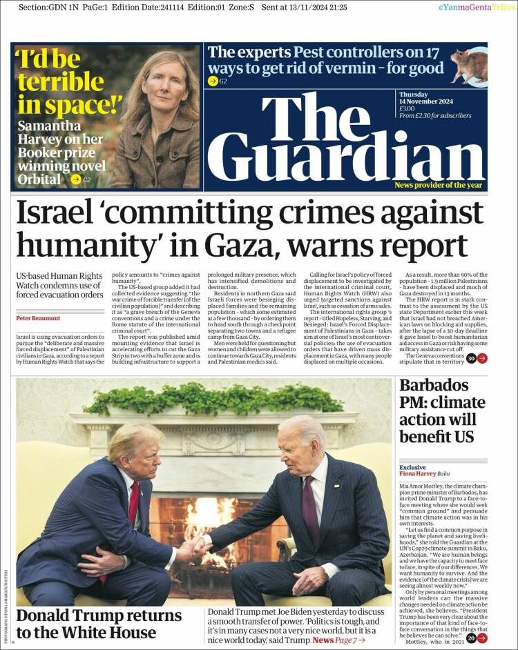 Portada de The Guardian (Reino Unido)