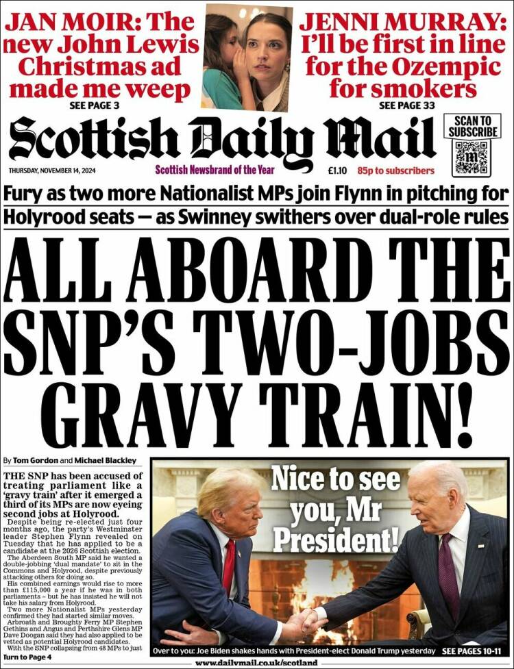 Portada de Scottish Daily Mail (Reino Unido)