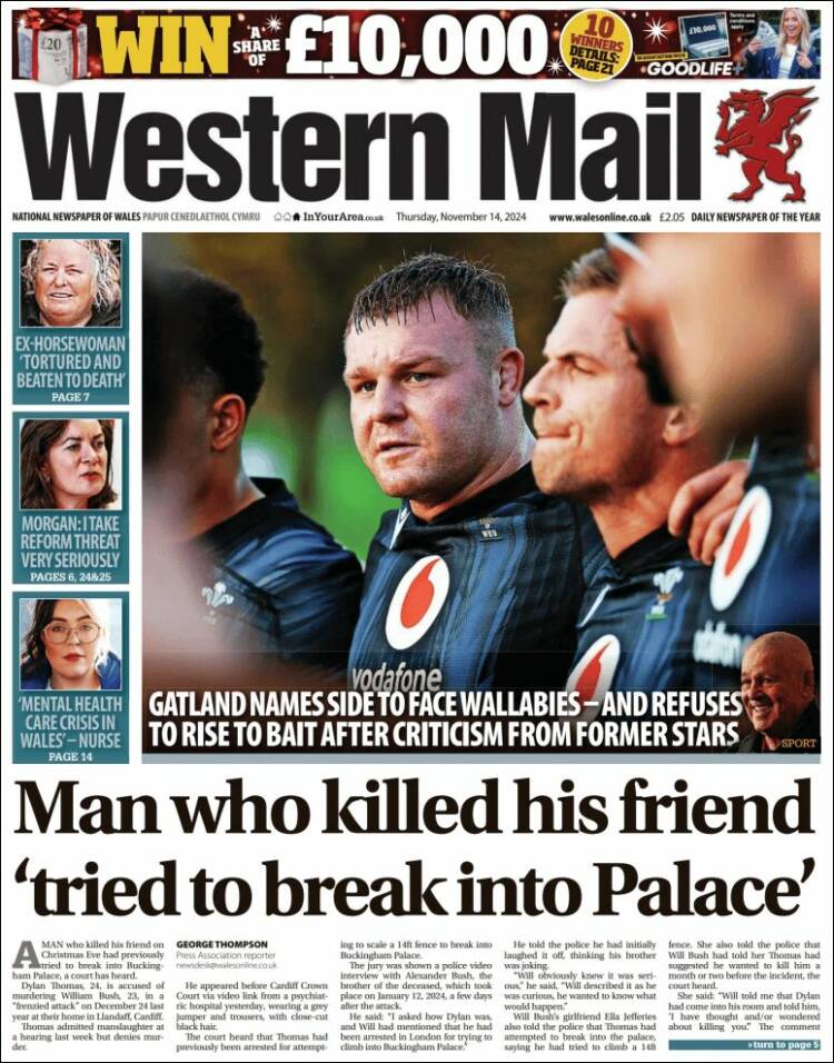 Portada de Western Mail (Reino Unido)