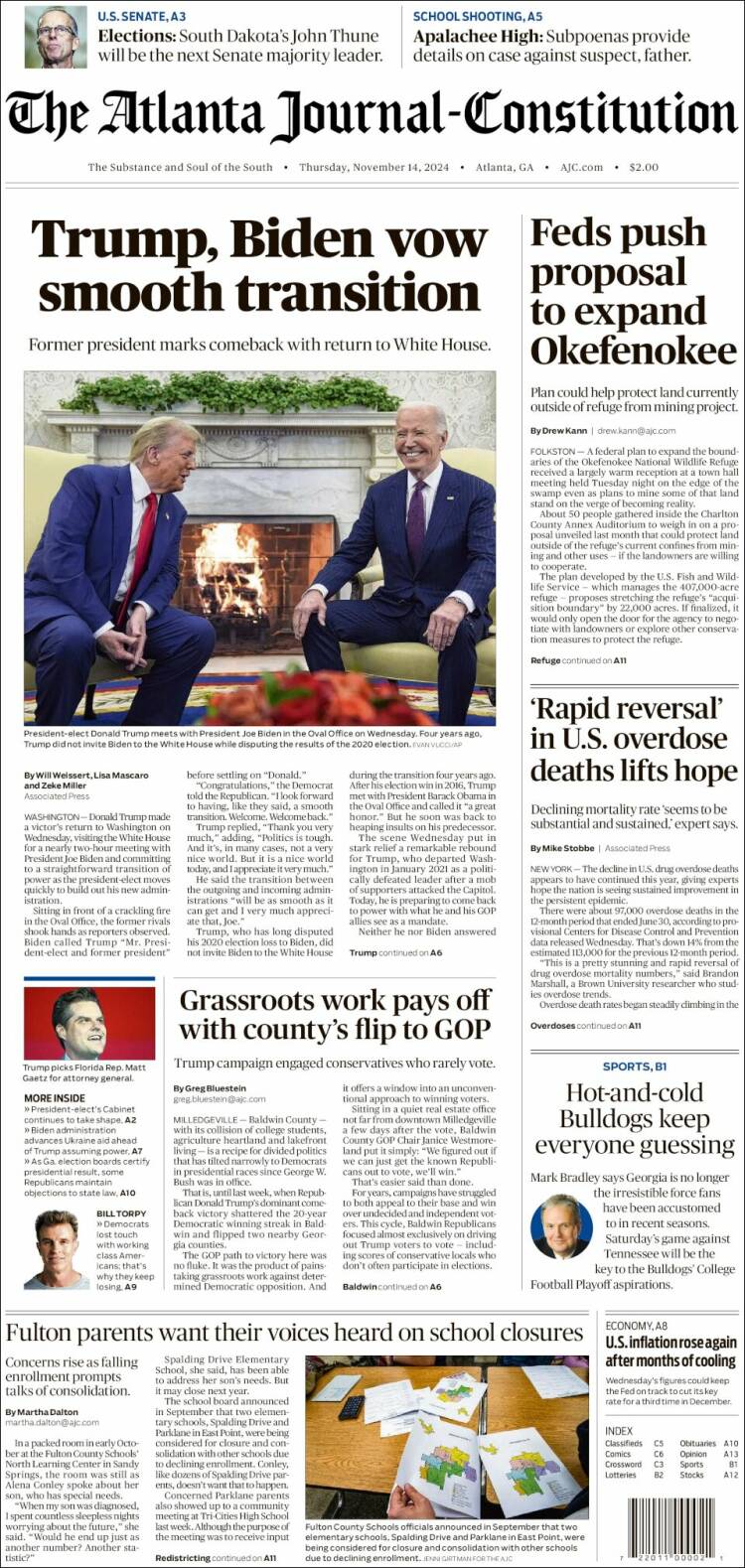 Portada de The Atlanta Journal-Constitution (USA)