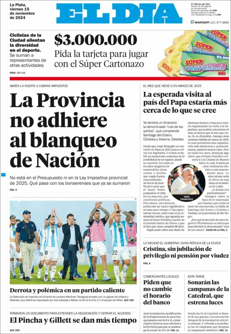Portada de El Día de la Plata (Argentina)