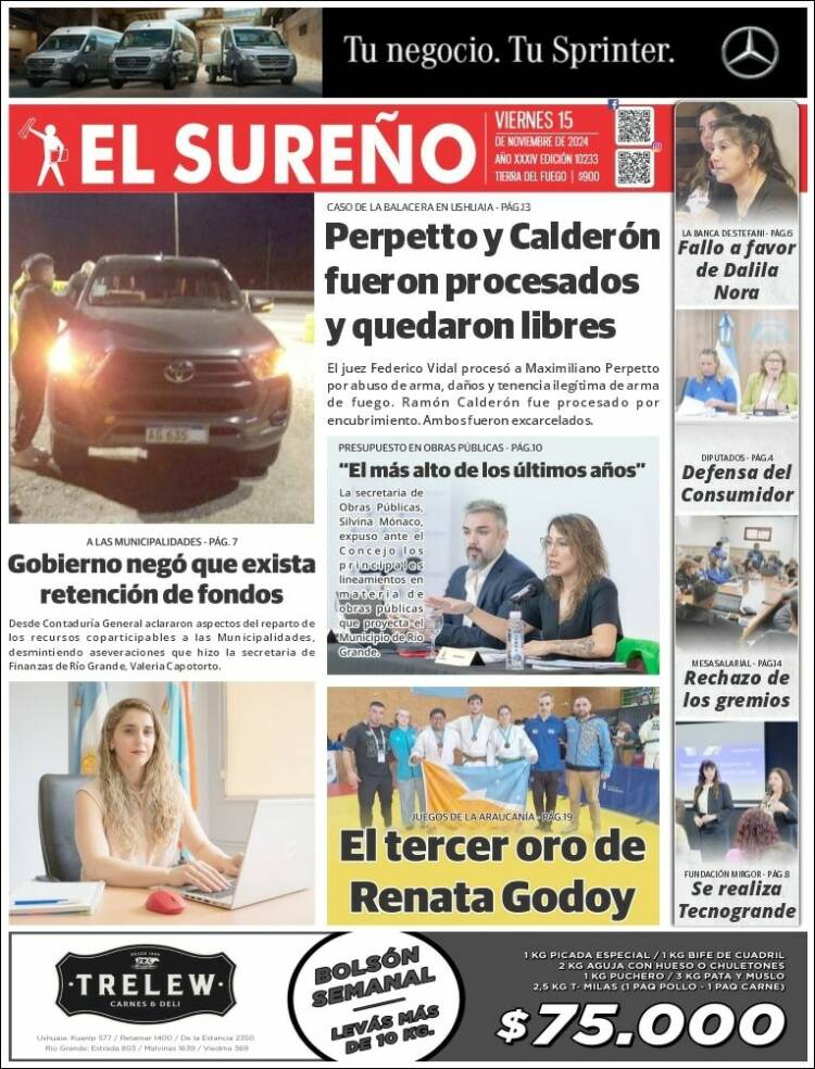 Portada de Diario El Sureño (Argentina)
