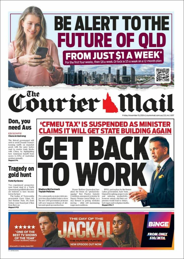 Portada de The Courier-Mail (Australia)
