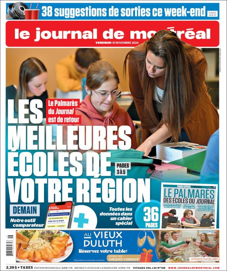 Portada de Le Journal de Montréal (Canadá)