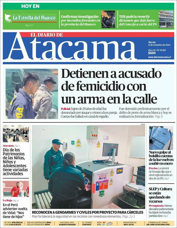 Portada de Diario de Atacama (Chile)