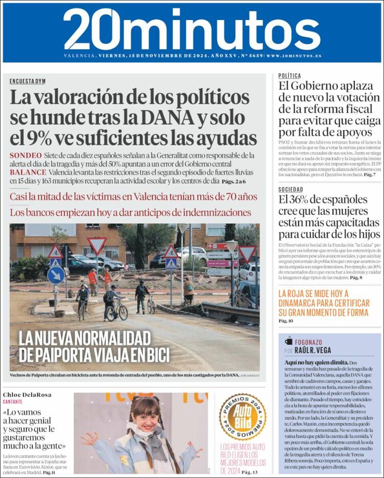 Portada de 20 Minutos - Valencia (Spain)