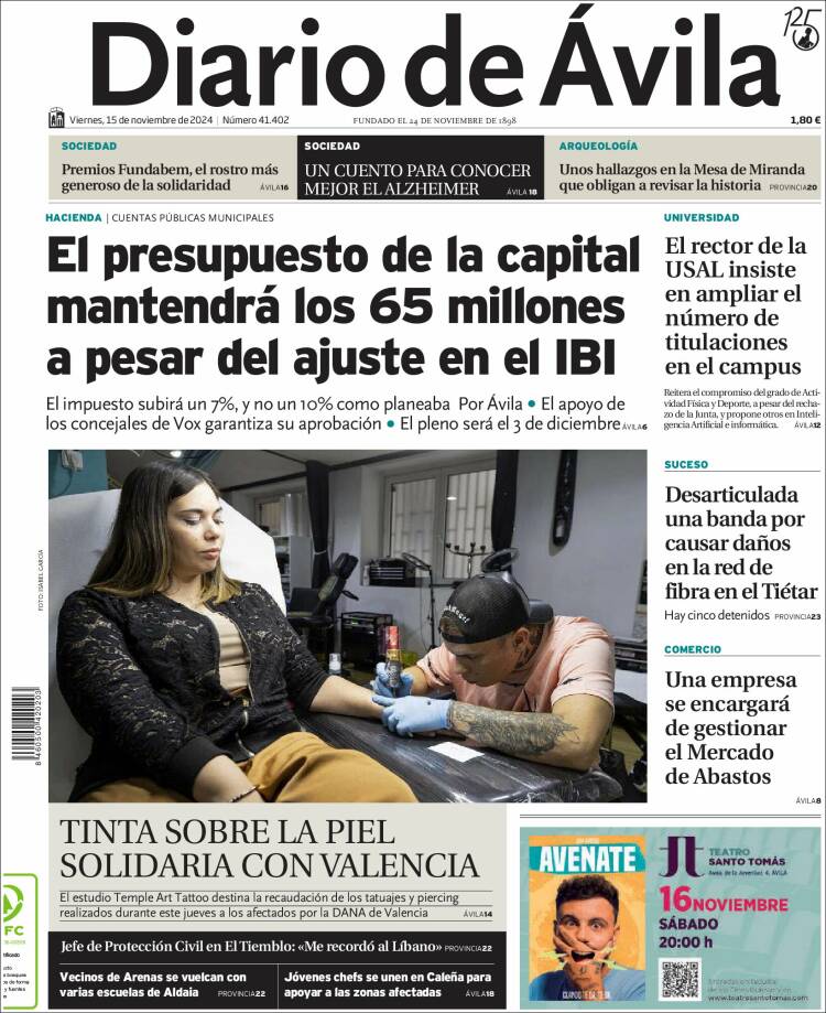Portada de Diario de Ávila (Spain)