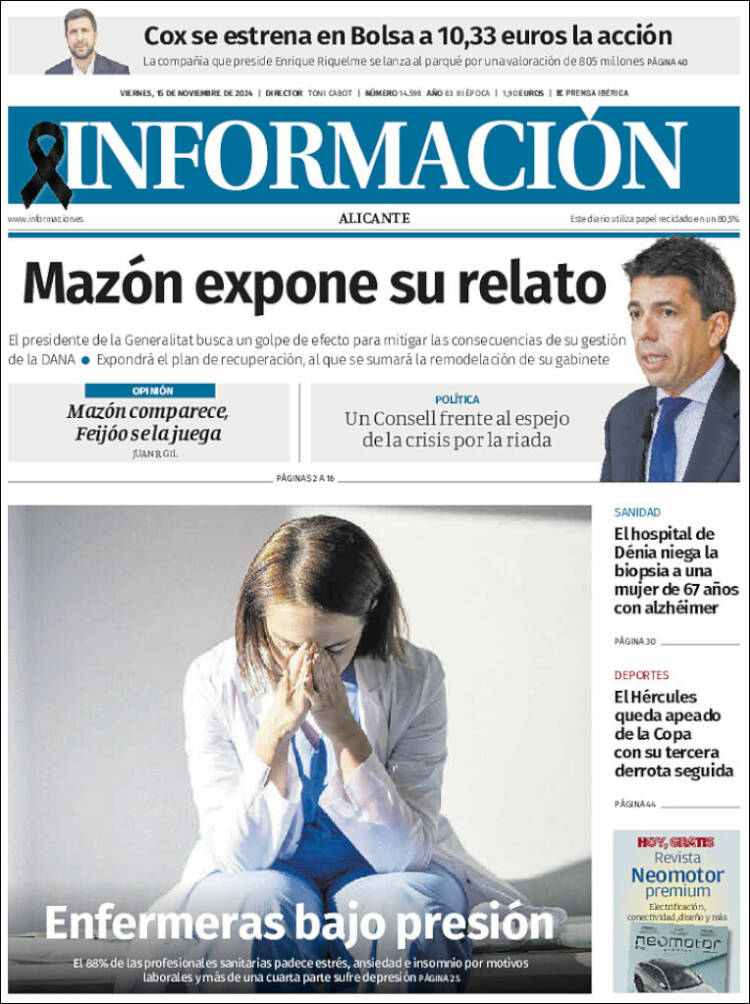 Portada de Diario Información (Spain)