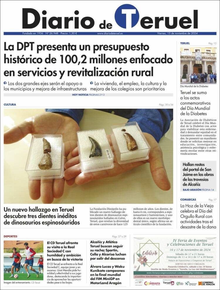 Portada de Diario de Teruel (Spain)