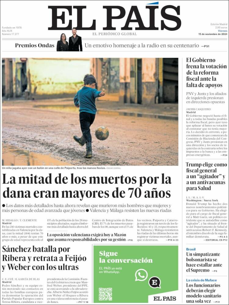Portada de El País (Spain)