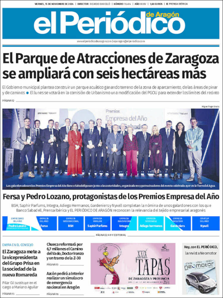 Portada de El Periódico de Aragón (Spain)