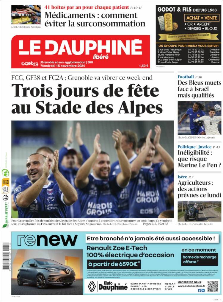 Portada de Le Dauphiné Libéré (Francia)