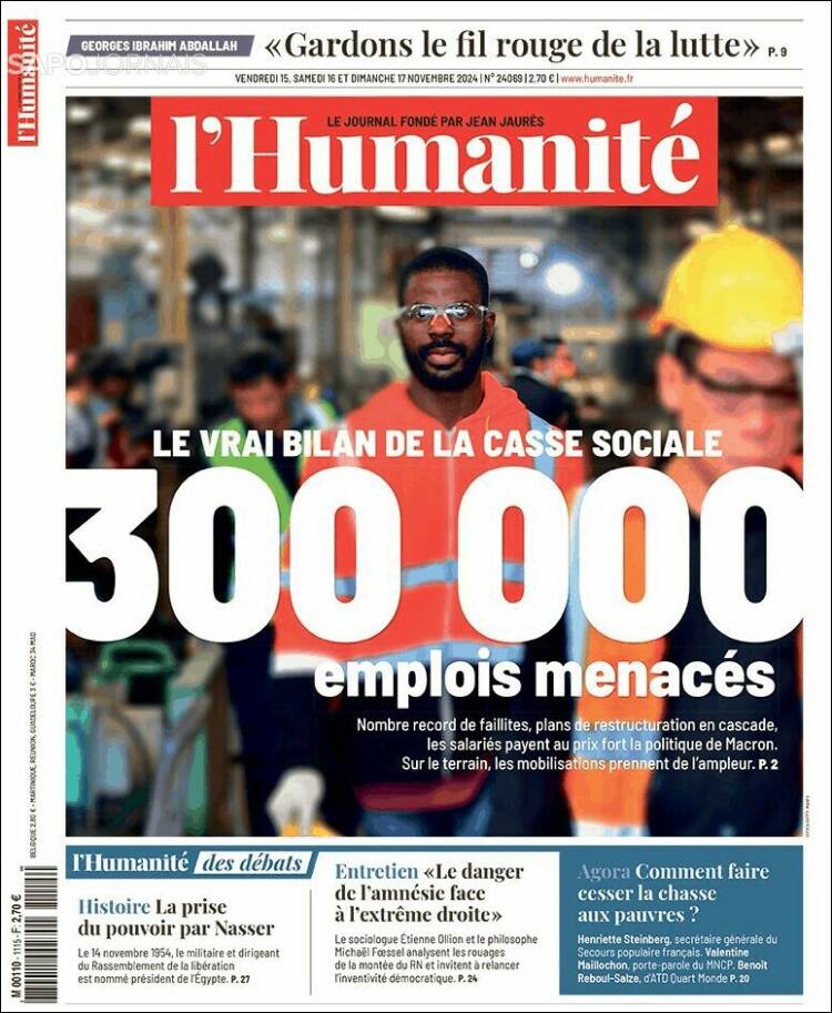 Portada de l'Humanite (Francia)