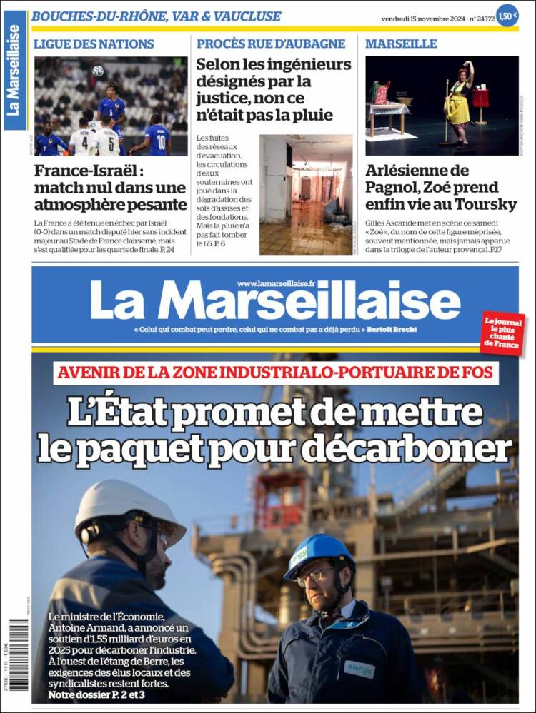 Portada de La Marseillaise (Francia)