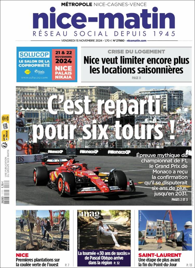 Portada de Nice-Matin (Francia)