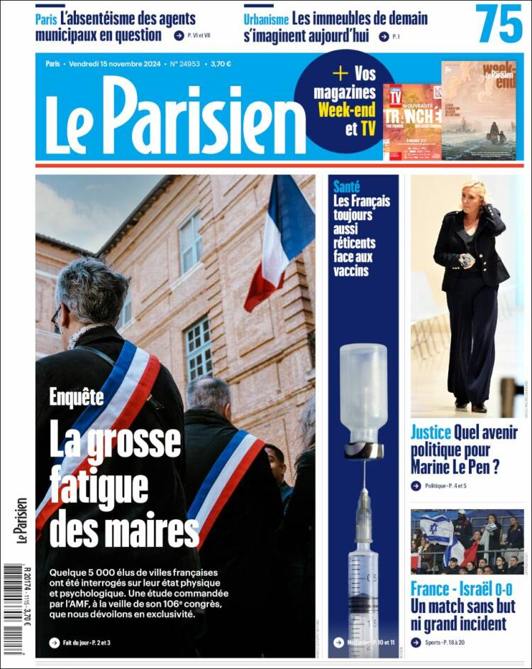 Portada de Le Parisien (Francia)