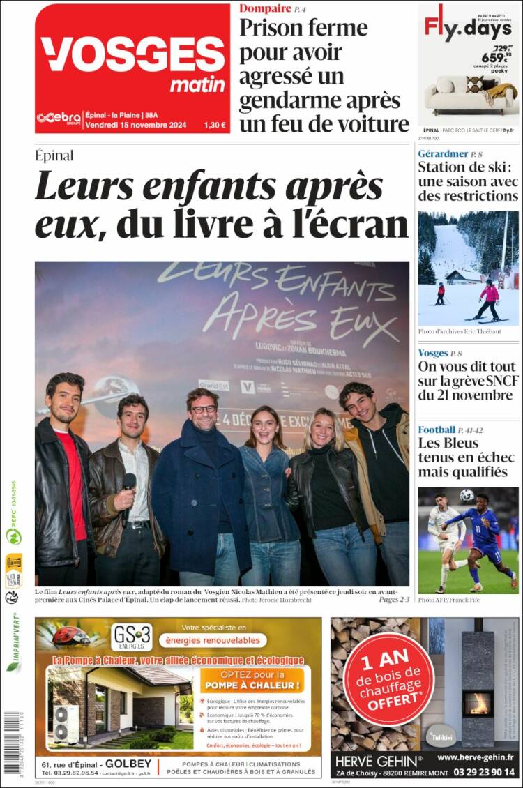 Portada de Vosges Matin (Francia)