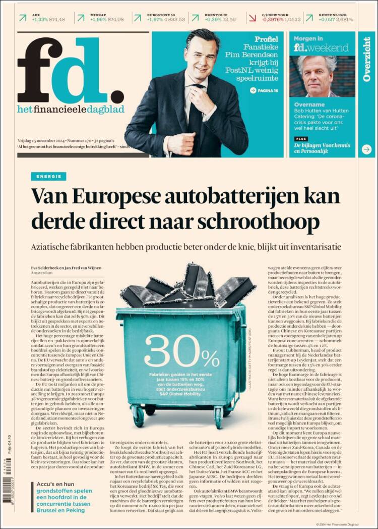 Portada de Het Financieele Dagblad (Pa&iacute;ses Bajos)