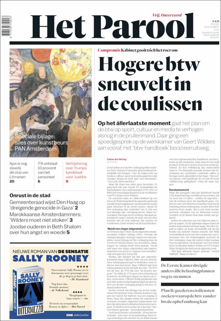 Portada de Het Parool (Pa&iacute;ses Bajos)