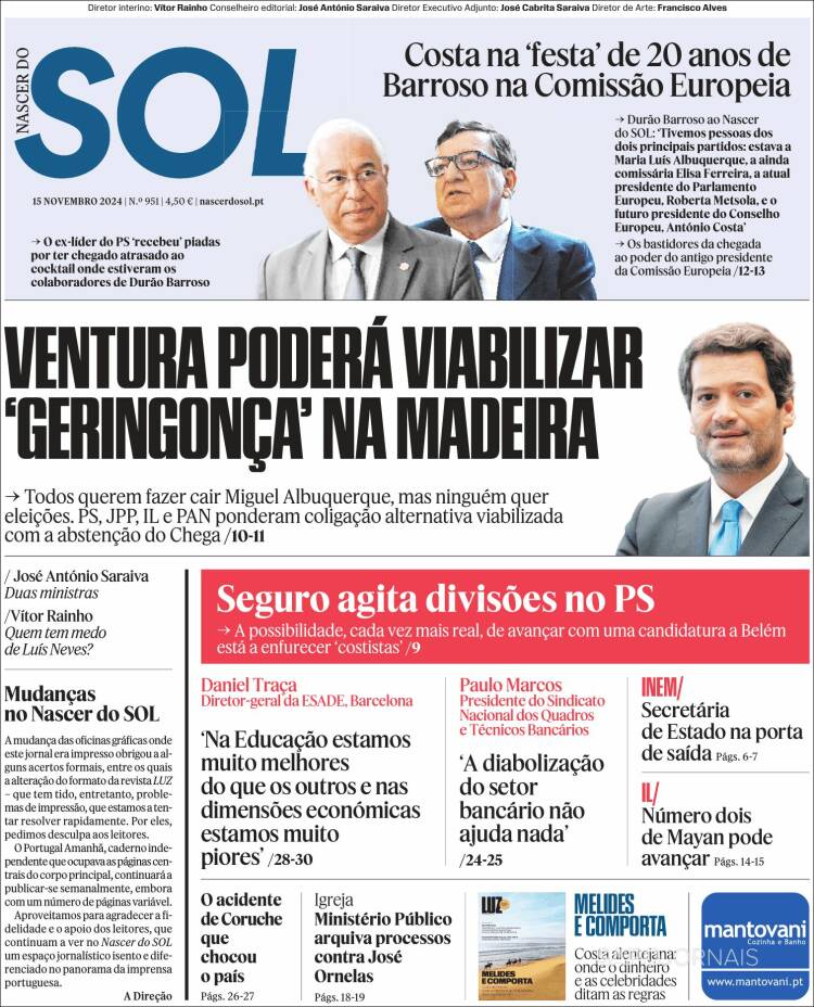 Portada de Jornal Sol (Portugal)