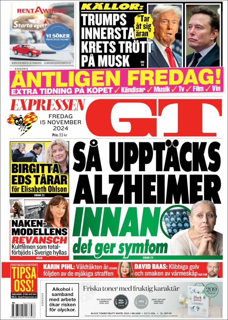 Portada de Göteborgstidningen (Suecia)