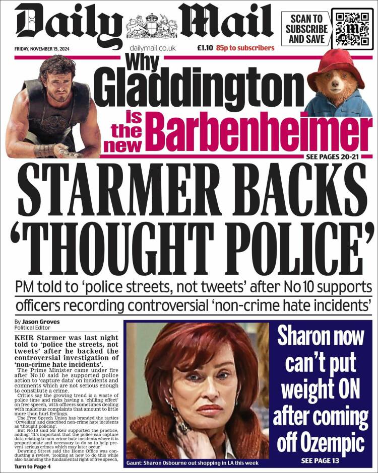 Portada de Daily Mail (Reino Unido)