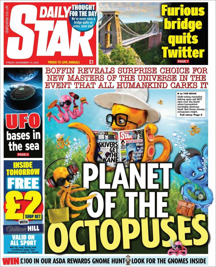 Portada de Daily Star (Reino Unido)