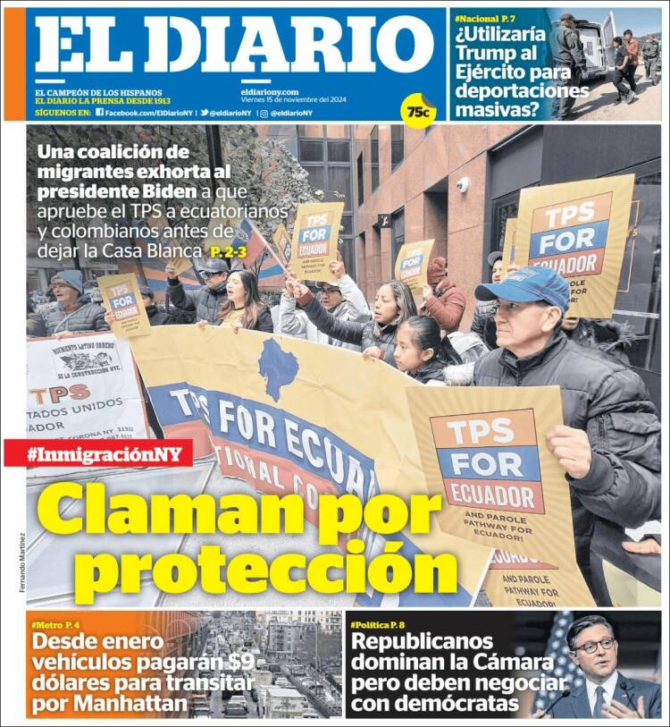 Portada de El Diario NY (USA)