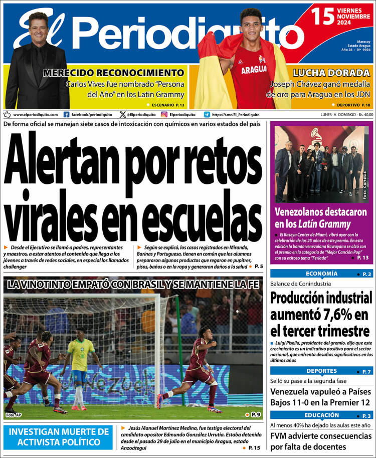 Portada de Periodiquito de Aragua (Venezuela)