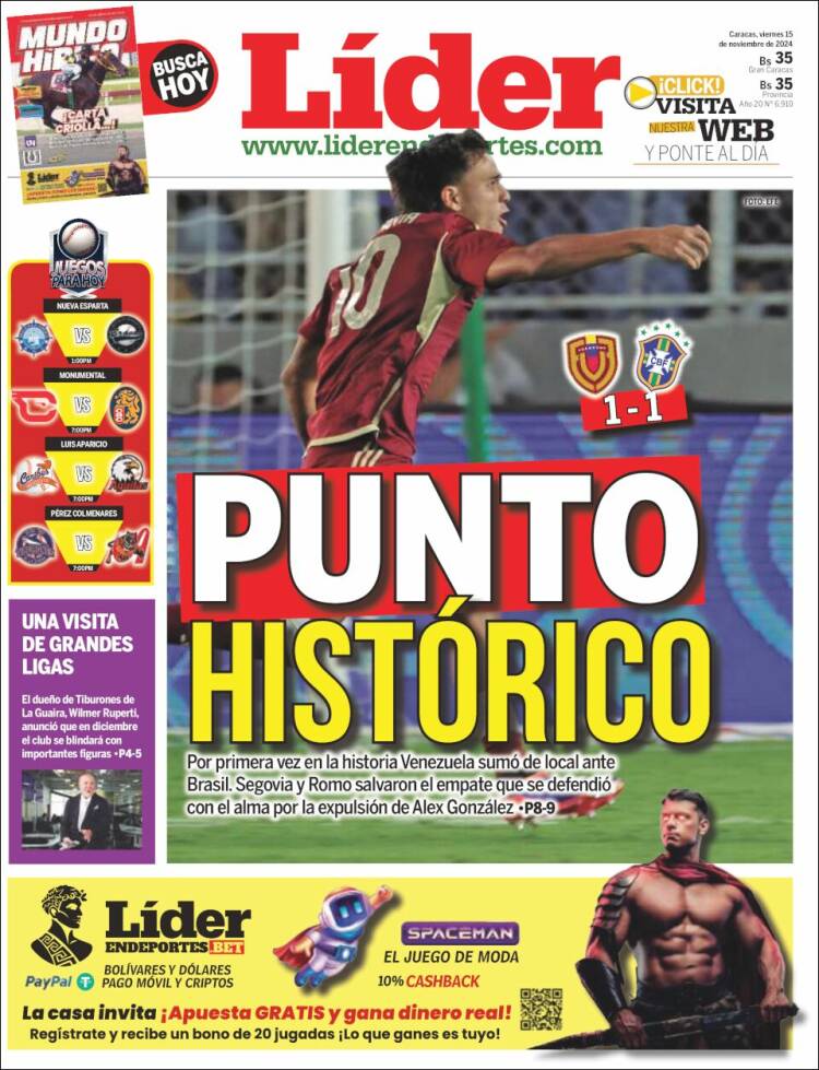 Portada de Lider en deportes (Venezuela)