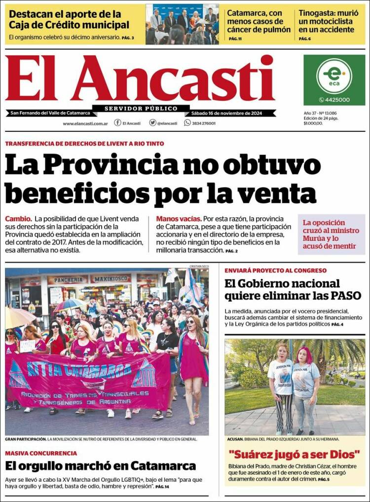 Portada de El Ancasti (Argentina)