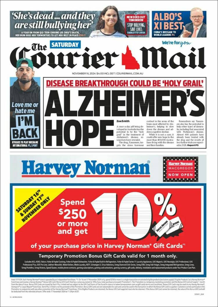 Portada de The Courier-Mail (Australia)