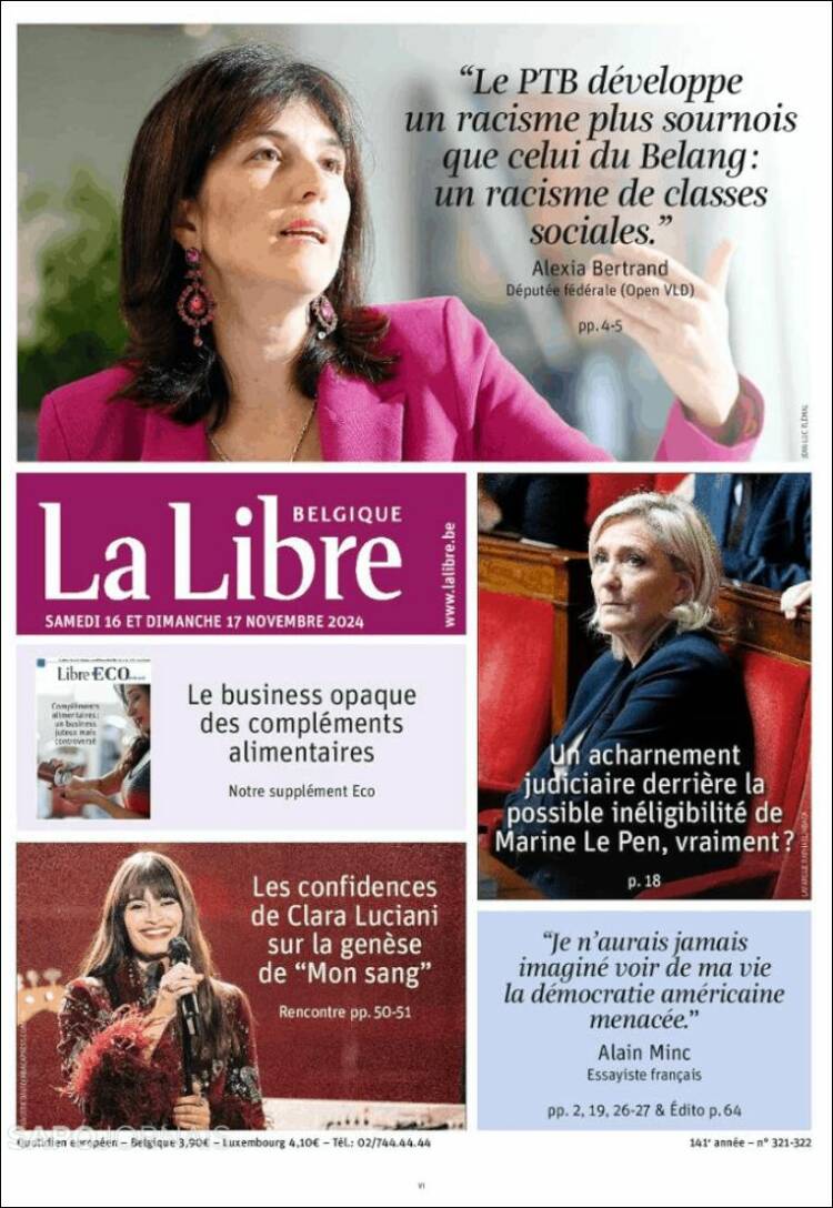 Portada de La Libre.be (B&eacute;lgica)