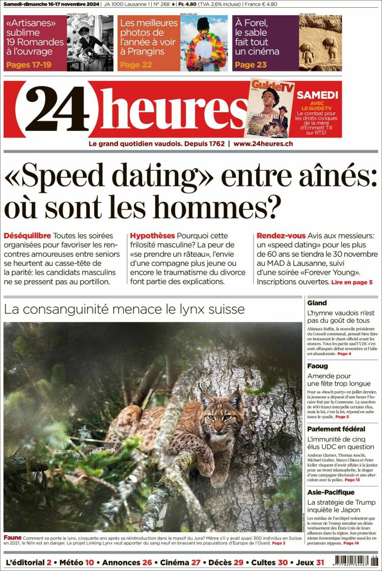 Portada de 24 Heures (Switzerland)