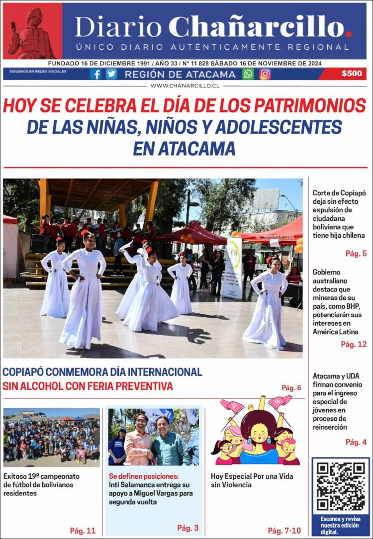 Portada de Diario Chañarcillo (Chile)