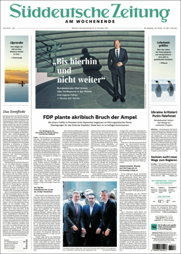 Portada de Sueddeutsche (Alemania)