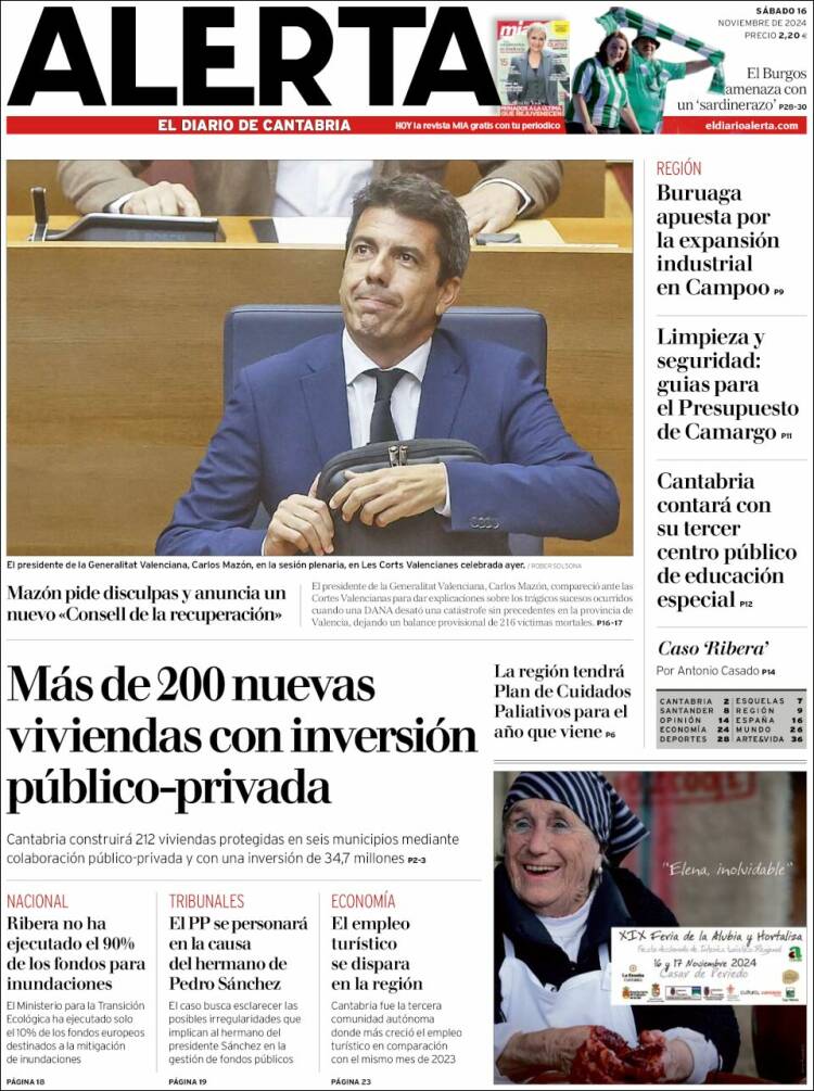 Portada de Alerta - El Diario de Cantabria (Spain)