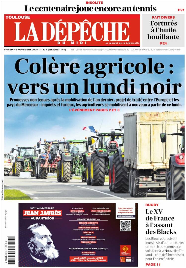 Portada de La Dépêche du Midi (Francia)