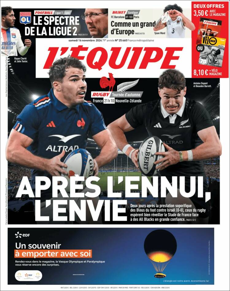 Portada de L'Equipe (Francia)