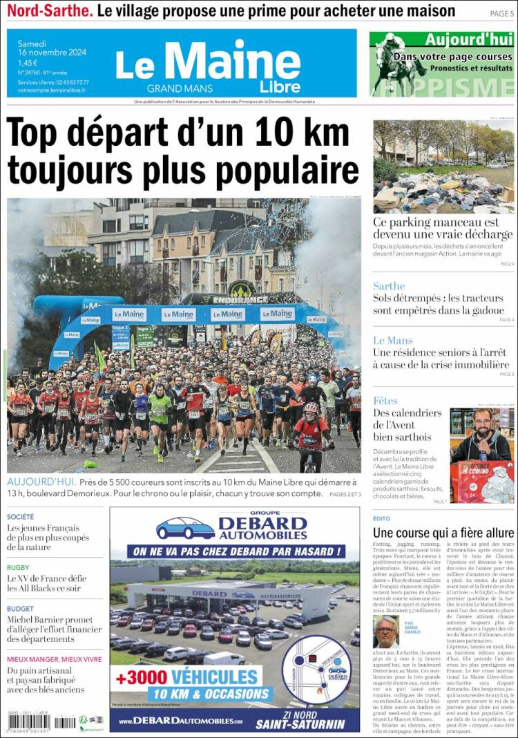 Portada de Le Maine Libre (Francia)