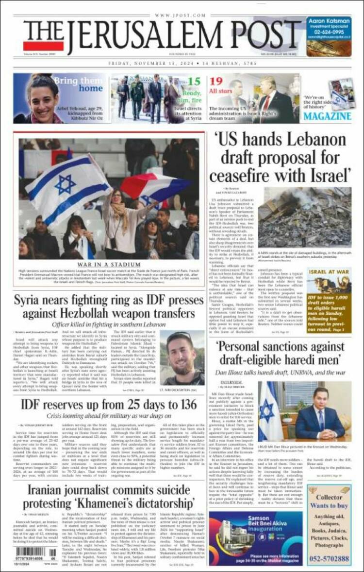 Portada de The Jerusalem Post (Israel)