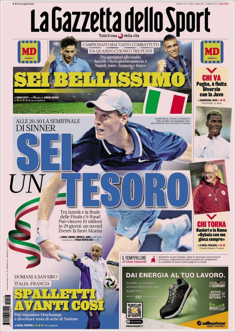 Portada de La Gazzetta dello Sport (Italia)