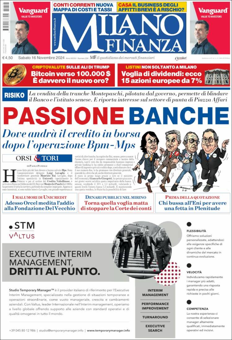 Portada de Milano Finanza (Italia)