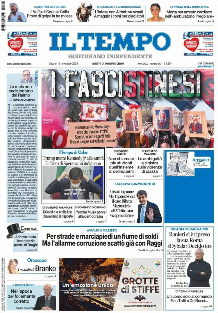Portada de Il Tempo (Italia)