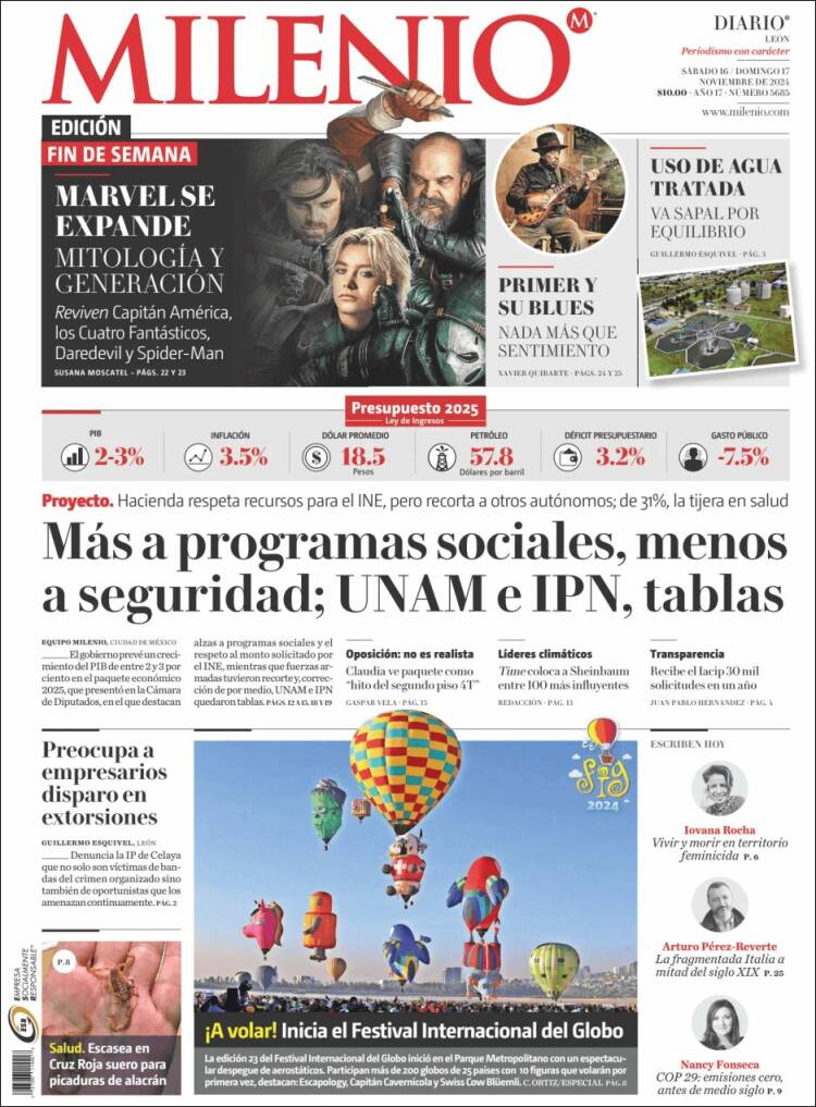 Portada de Milenio de León (M&eacute;xico)