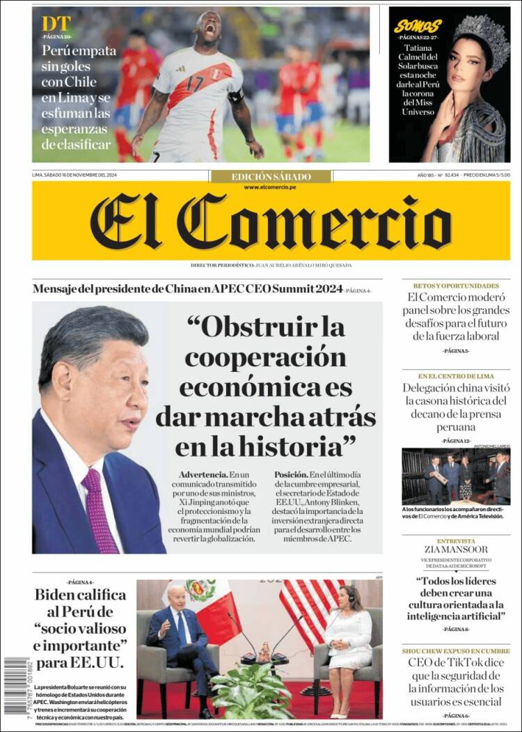 Portada de El Comercio (Perú)