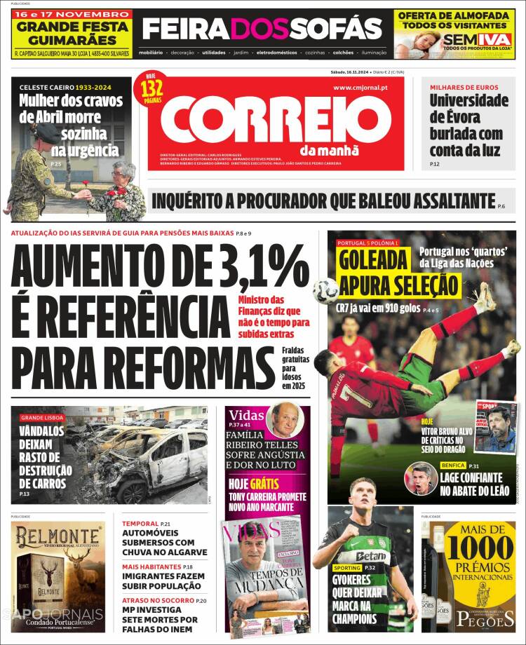 Portada de Jornal de Negócios (Portugal)